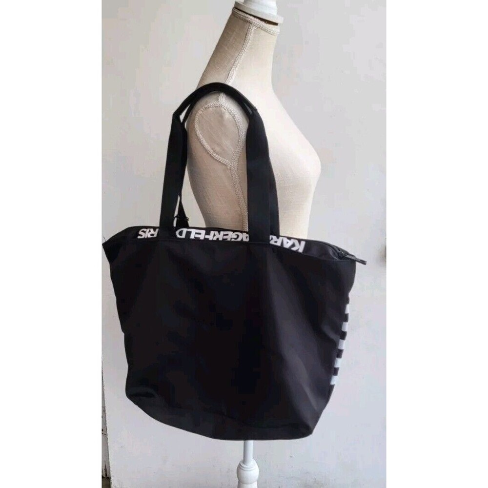 Karl Lagerfeld LH5AG807 Women's Black White Striped Large Tote - Picture 2 of 10